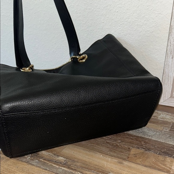 Coach Black Leather Tote with Signature Logo - Picture 8 of 12